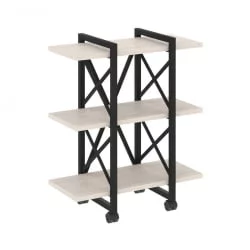 Стеллаж на колесных опорах - 3 полки ЛОФТ  ВР.Л-МСТ.К-3.4В Металл черный Денвер светлый / LOFT VR.L-MST.K-3.4V