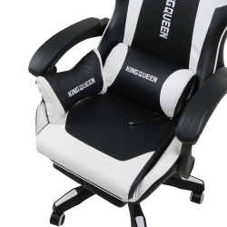 Геймерское кресло 1206 KINGQUEEN цвет черный/белый с массажем 1206-black-white-mass