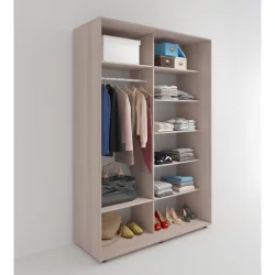 Современный шкаф-купе с зеркалом Акцент-Дуэт КВ 1200х600 Ясень шимо светлый