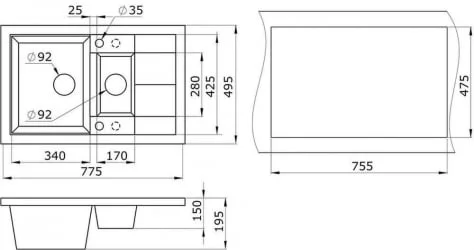 Кухонная мойка GRANULA 7802 Песок