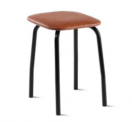 Табурет кухонный 320х320 мм Белый/Металл Черная шагрень