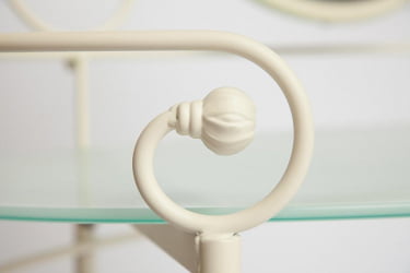 Овальный стол из стекла ALBERT (столик/зеркало + пуф) Античный белый (Antique White)