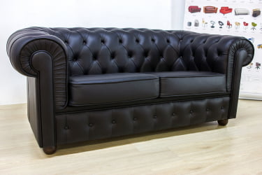Диван двойной Крофорд в натуральной коже Мадрас (черный) / Madras