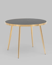 Стол обеденный Гелиос 100*100 стекло черный мрамор сталь Золото