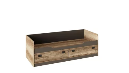 Детская кровать с бортиком Пилигрим ТД-276.12.01 Дуб каньон светлый/Серый