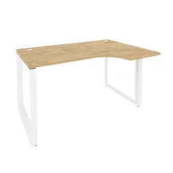 Стол эргономичный правый на О-образном м/к ОНИКС О.МО-СА-2Р Тиквуд Светлый/Белый / ONIX O.MO-SA-2R