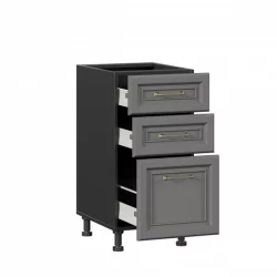 Тумба кухонная 400 с 3 ящиками ЛЮКС (4) Джелатто ЛД 241.880.000.162 Черный Оникс серый