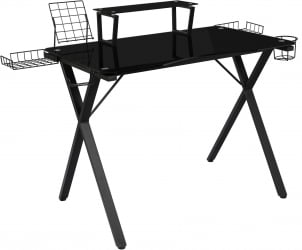 Стеклянный компьютерный стол GD-06 Black (черный)