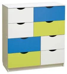 Комод с 8-ю ящиками Радуга Белый/Оранжевый/Желтый