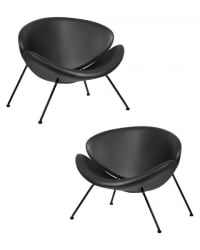 Кресло дизайнерское ДОБРИН ЕМИЛЙ (черный винил ЙП16, черное основания) 2 шт / DOBRIN EMILY YP16,
