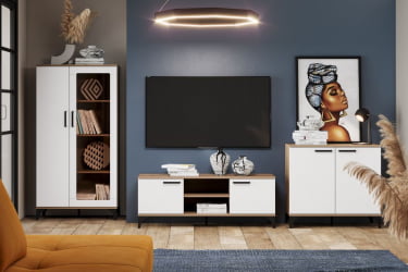 Комплект мебели для гостиной Марсель №3 Меренга Дуб Крафт табачный