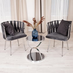 Стеклянный журнальный стол GROTTO (mod. 9157) металл/дымчатое стекло, 42 х 42 х 50 см, хром