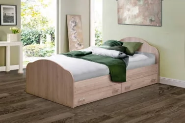 Кровать 120 на 190 с ящиками на уголках №1 ЛДСП 1200*1900 Ясень Анкор светлый