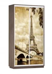 Шкаф-купе с фотопечатью Экспресс Дуо 1200х2200h Париж/Венге