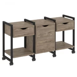 Тумба на колесных опорах наборная. Вариант №6 LOFT VR.L-TN-6.K Металл черный Тиквуд темный