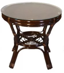 Стол Багама круглый с плетеной столешницей Bahama2 темно коричневый