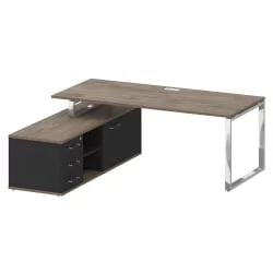 Стол руководителя с опорной греденцией , левый SHIFT SK.SRG-200 (L) Тиквуд Темный/Антрацит