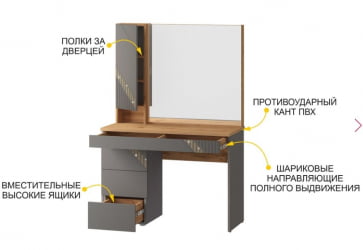 Туалетный столик Монако 902.06 Дуб Вотан Оникс Графит