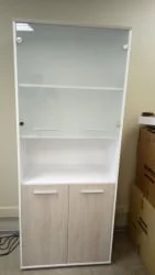 Шкаф 4 широкий верх стеклянные двери, низ закрытый, с нишей Deka 10.19.181 Дуб Сантана светлый/Белый