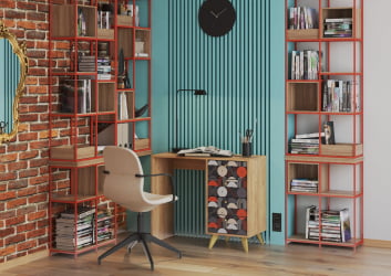 Письменный стол с ящиками СП-006 дуб крафт золотой/VINIL