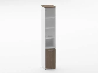 Шкаф 5 узкий верх стеклянная дверь, низ закрытый, с нишей Deka 10.23.18Л Дуб Верцаска/Белый