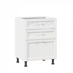 Тумба кухонная 600 с 3 ящиками ЛЮКС (4) Джулия ЛД 284.910.000.038 Белый