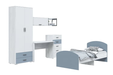 Кровать детская Стич, ясень анкор светлый/серо-голубой