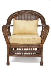 Комплект для отдыха MICHELLE ( стол со стеклом+ диван + 2 кресла + подушки) Pecan Washed (античн. орех), Ткань рубчик, цвет кремовый