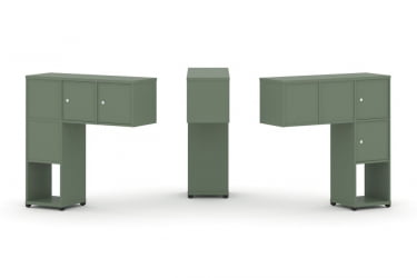 Надставка на стол низкая двухсторонняя + задняя стенка (4 шт.) + распашной фасад (4 шт.) CОНCЕПТ CН.ДНН-002 Кобо Черный металл / CONCEPT CN.DNN-002