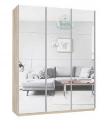 Шкаф-купе трехдверный Прайм 2100 Зеркало/Зеркало/Зеркало Дуб сонома