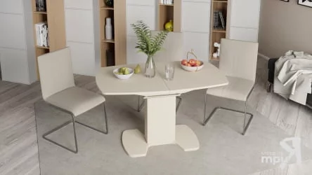 Стол обеденный new Портофино СМ(ТД)-105.02.11(1) Бежевое/Стекло бежевое матовое LUX