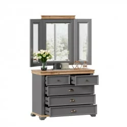 Комод с 5 ящиками с распашным зеркалом Амели Оникс серый