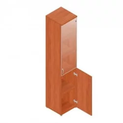 Шкаф для документов узкий с прозрачными стеклами Р.П-2СБ вишня Оксфорд