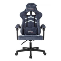 Кресло компьютерное BRABIX Shooter GM-123, 2 подушки, ткань, синее/серое