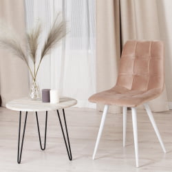 Стул CHILLY (mod. 7095-1) ткань/металл, 45x53х88 см, высота до сиденья 50 см, бежевый barkhat 5/белый