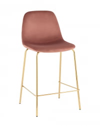 Стул полубарный Валенсия SN велюр Розовый золотые ножки