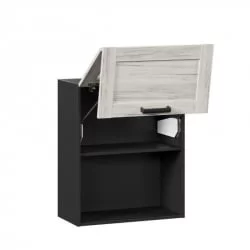 Шкаф кухонный 600 горизонтальный с 2 складными дверями комбинированный со стеклом Винченца ЛД 234.970.000.092 Черный Дуб Крафт белый