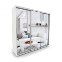 Шкаф-купе зеркало лдсп Акцент-Сим З 1500х600 Выбеленное дерево