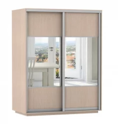 Шкаф-купе двухдверный Экспресс Дуо Комби 1600х2200h Дуб молочный