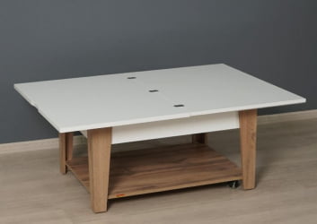 Журнальный стол-трансформер Агат 34 (03) Белый шпон-Дуб Вотан