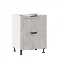 Тумба кухонная 600 с 2 ящиками ЛЮКС (4) Джамис ЛД 296.900.000.037 Белый Белый камень