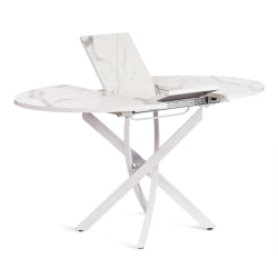 Стол MANZANA ЛДСП/HPL/металл, 100 х 100+30 х 75 см, Мрамор светлый/белый