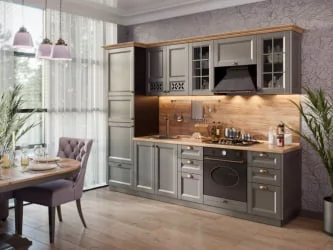 Тумба кухонная 300 Амели-3 ЛД 299.010.000.002 Черный Оникс серый