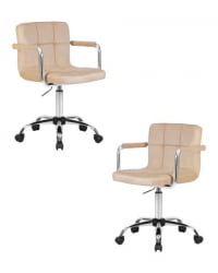 Офисное кресло для персонала DOBRIN TERRY (бежевый велюр (MJ9-10)) 2 шт