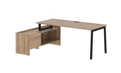 Стол с тумбой ЕДИС ЕЛCТ 19814 Дуб Денвер светлый Черный / EDIS ELCT