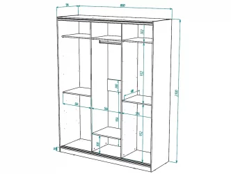 Шкаф-купе 2-х дверный Виктория 1800х584х2300, Белый 18ДЗЗЗДЗЗЗ-ЯППШ-Б 310-944