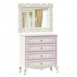 Комод с 4 ящиками и зеркалом Маркиза 01 Алебастр