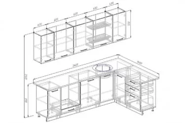 Гарнитур кухонный угловой 2600 Антрацит 2600х1600