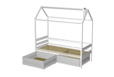 Кровать-домик РооРоом кд-1С с ящиками Серая / RooRoom