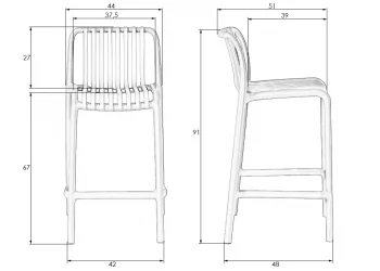 Стул полубарный DOBRIN CHLOE Белый